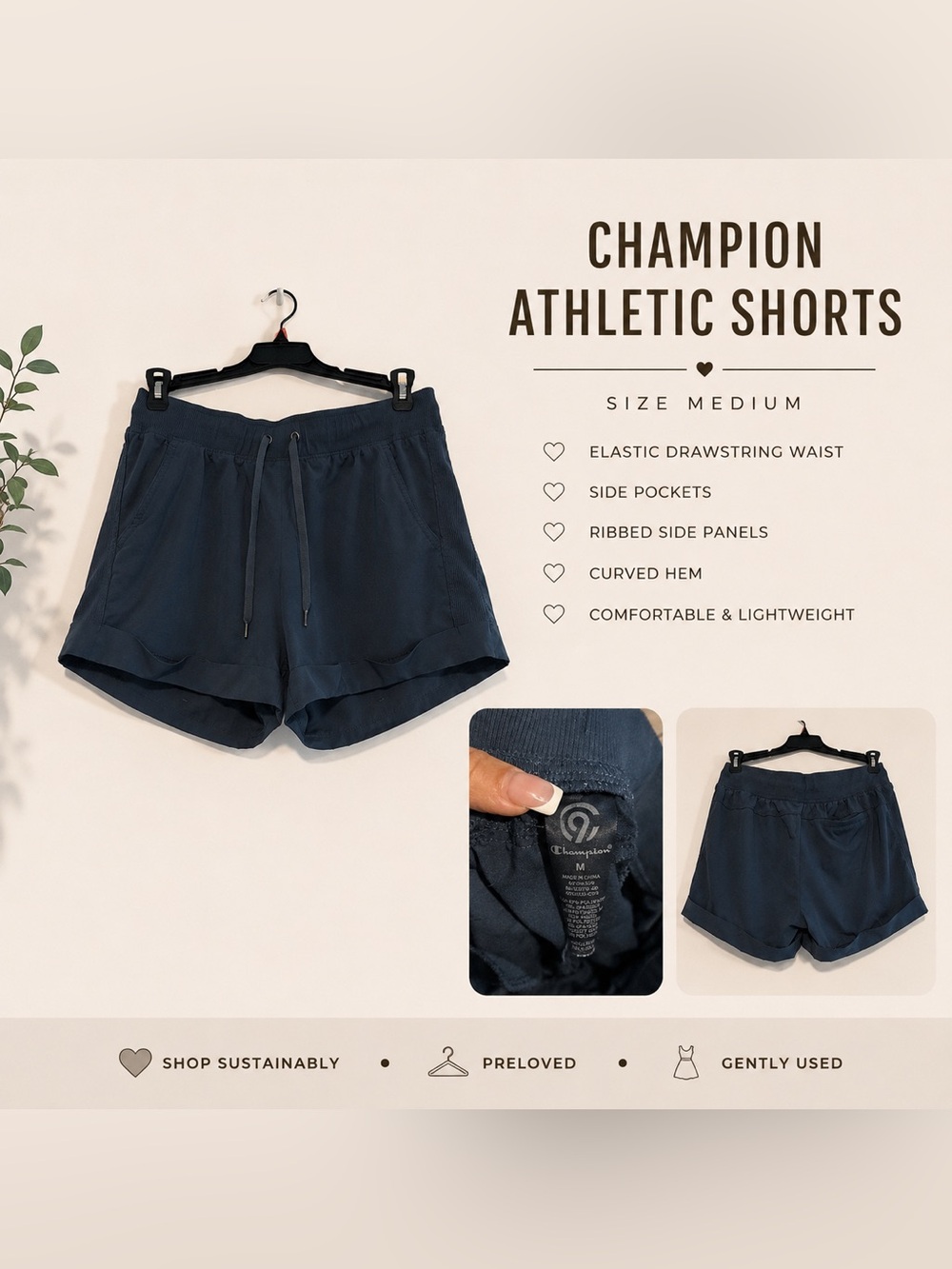 Champion Women's Navy Blue Athletic Drawstring Shorts
